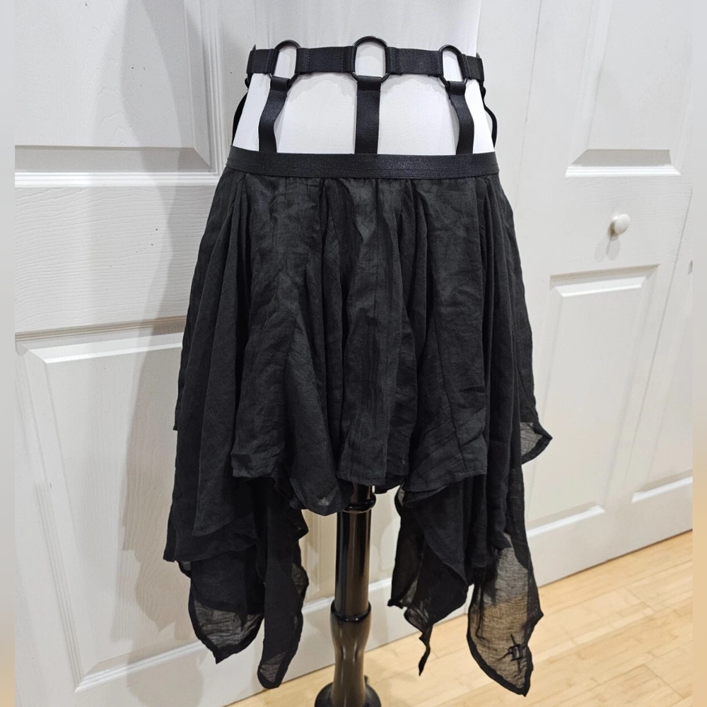 Dolls kill Black flowy Darker Wavs Modulation Caged Handkerchief Skirt S NWT